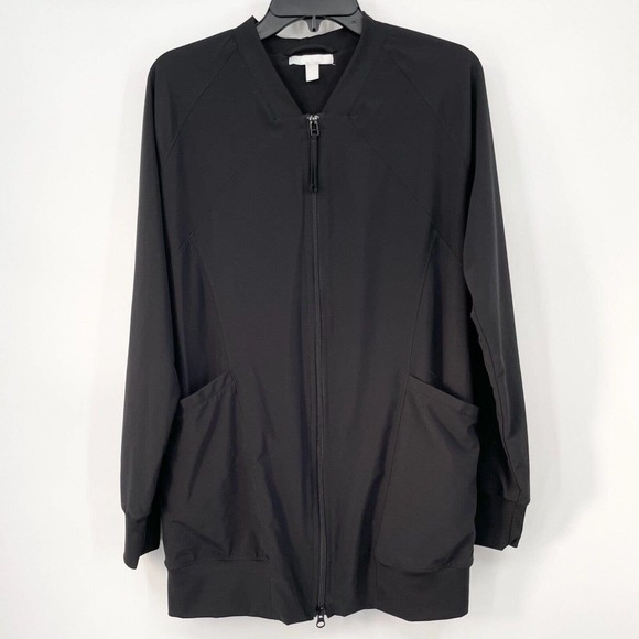 Zella Jackets & Coats Zella Black Long Full Zip Windbreaker Bomber